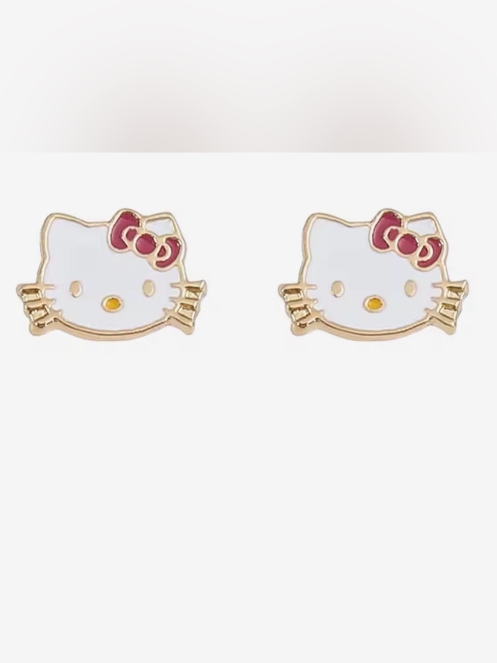 Hello Kitty White & Pink Enamel Stud Earrings - Kids Accessories